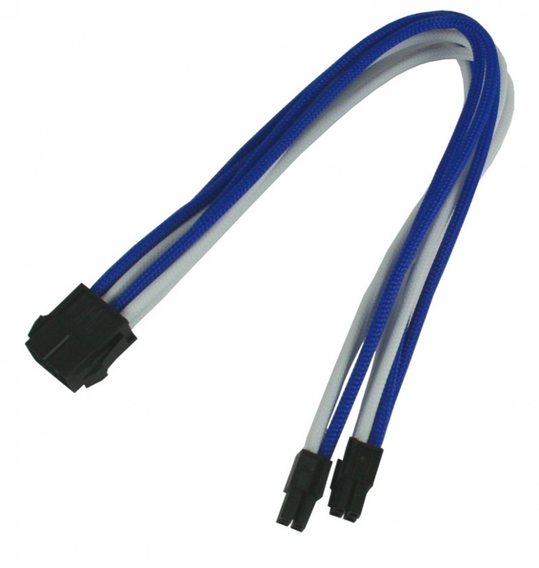 Удлинитель Nanoxia 8-pin EPS to 4+4-pin, 30см, синий/белый NX8PV3EBW