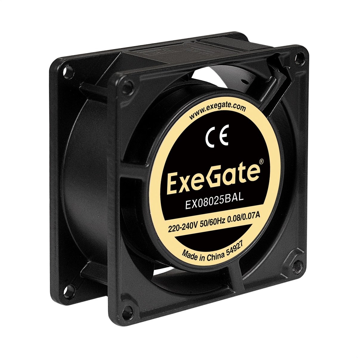 Вентилятор 80х80х25 Exegate 220VAC EX08025BAL, 2600rpm, 32dB(M), 0.08A, DBB, 220V, Al, провода
