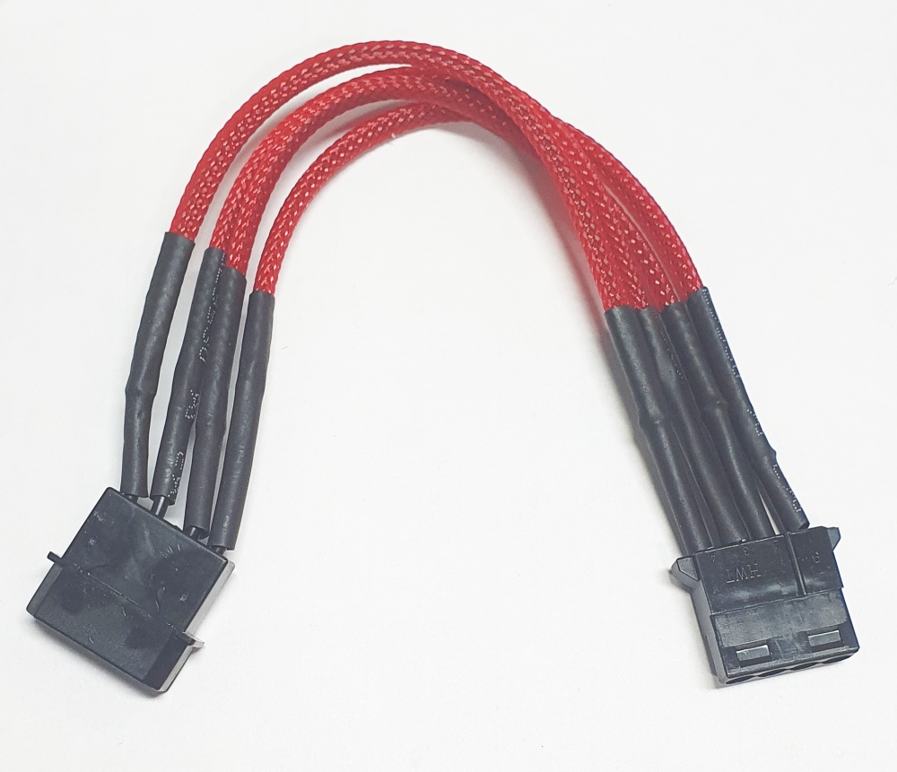 Удлинитель Lamptron 4-pin MOLEX, красный, 22 см, в оплетке LAMP-C8001
