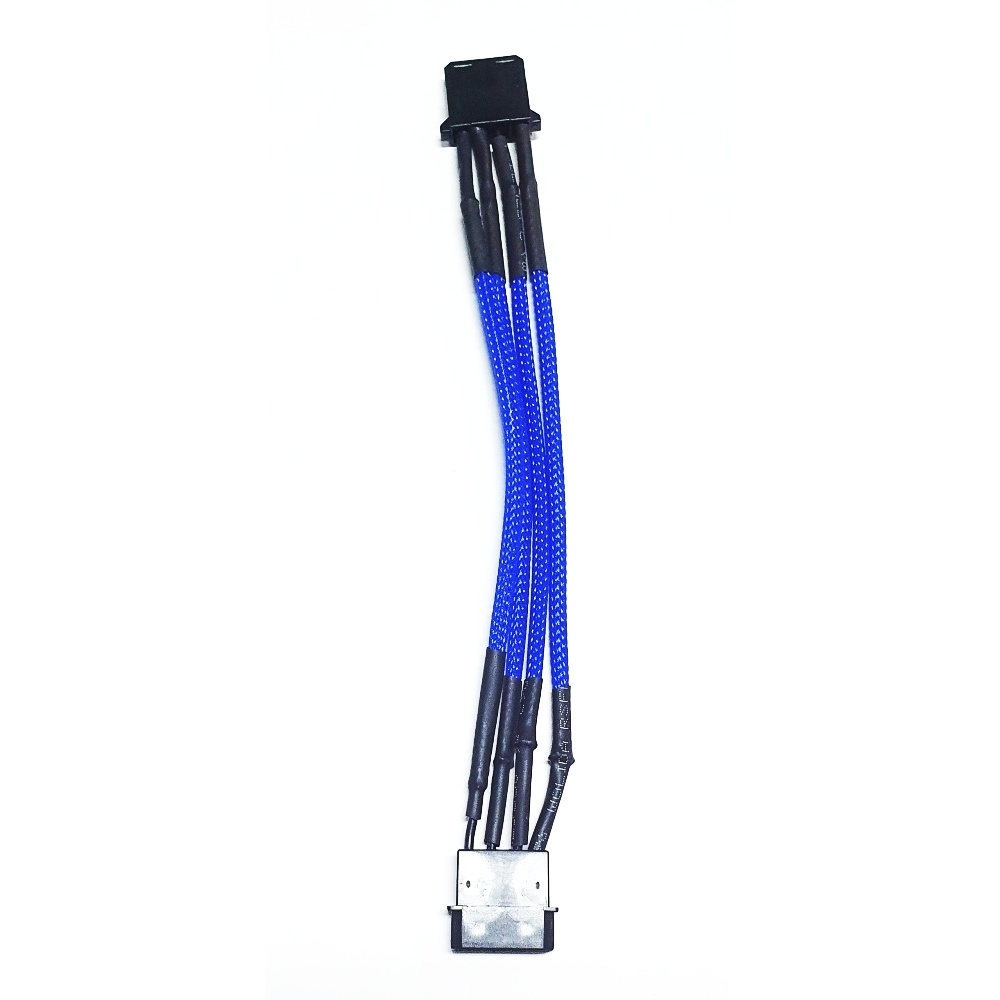 Удлинитель Lamptron 4-pin MOLEX 22 см в оплетке, синий LAMP-C8008