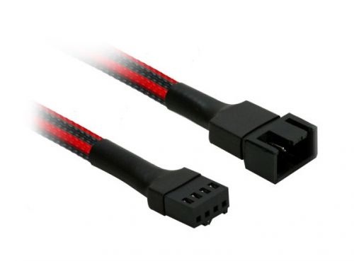 Удлинитель Nanoxia 4-pin PWM, 30см, индивидуальная оплетка,черный/красный NXPWV3ESR