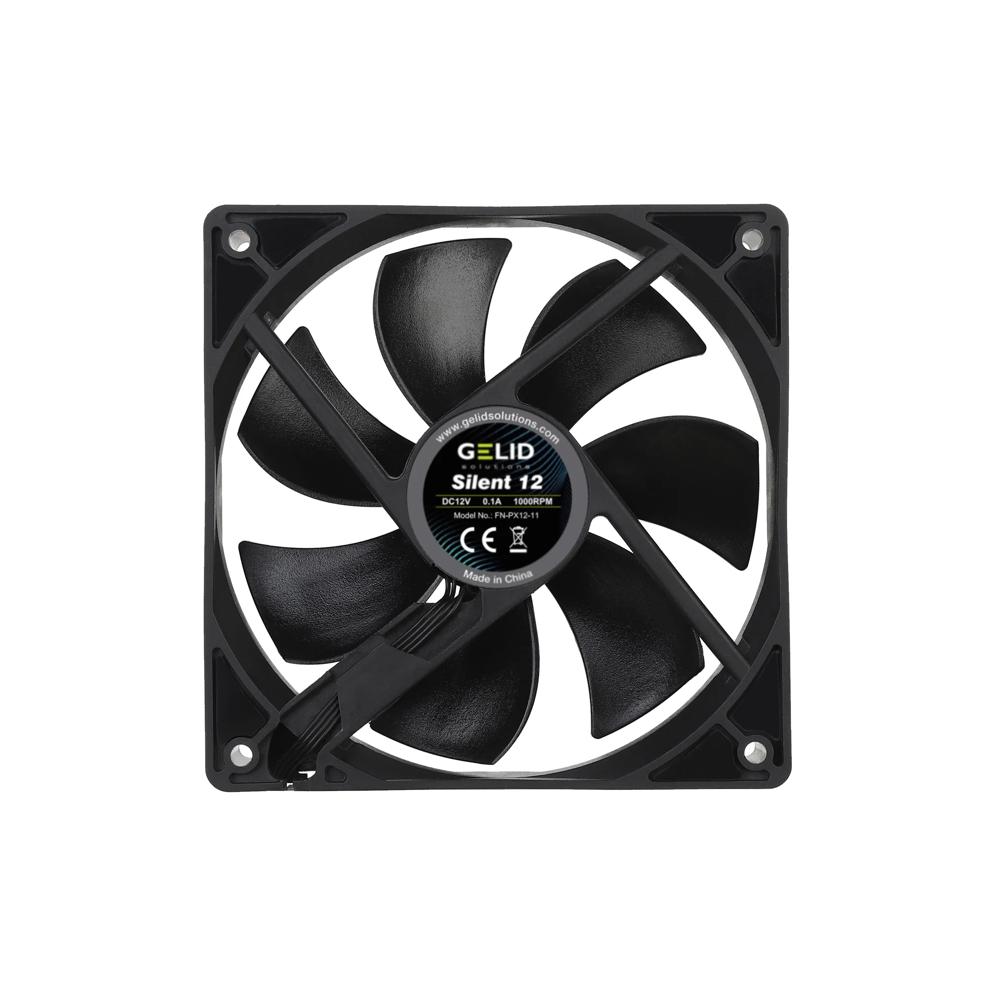 Вентилятор 120x120x25 GELID Solutions SILENT 12 BLACK, 1000rpm, 25.5dB(M), 0.10A, HB, FN-PX12-11