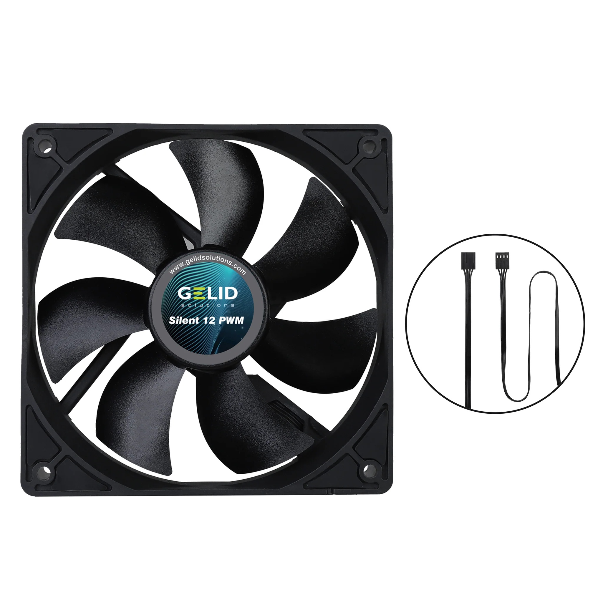 Вентилятор 120x120x25 GELID Solutions Silent 12 BLACK, PWM, 750-1600rpm, 25.5dB(M), 0.25A, HB, [FN-PX12-16)