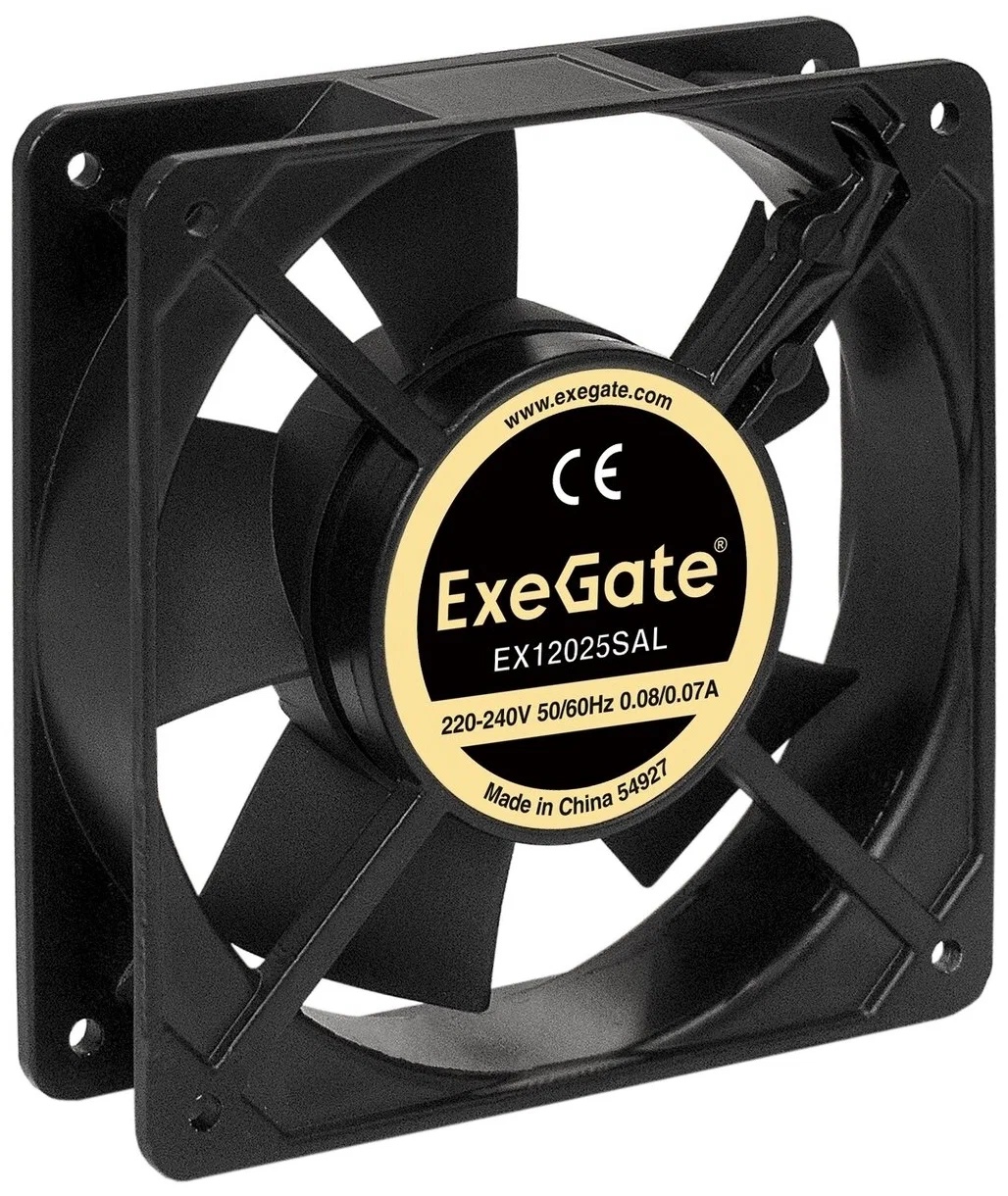 Вентилятор 120x120x25 Exegate 220VАС EX12025SAL, 2100rpm, 31dB(M), 0.12A, SLB, 220V, Аl, провода