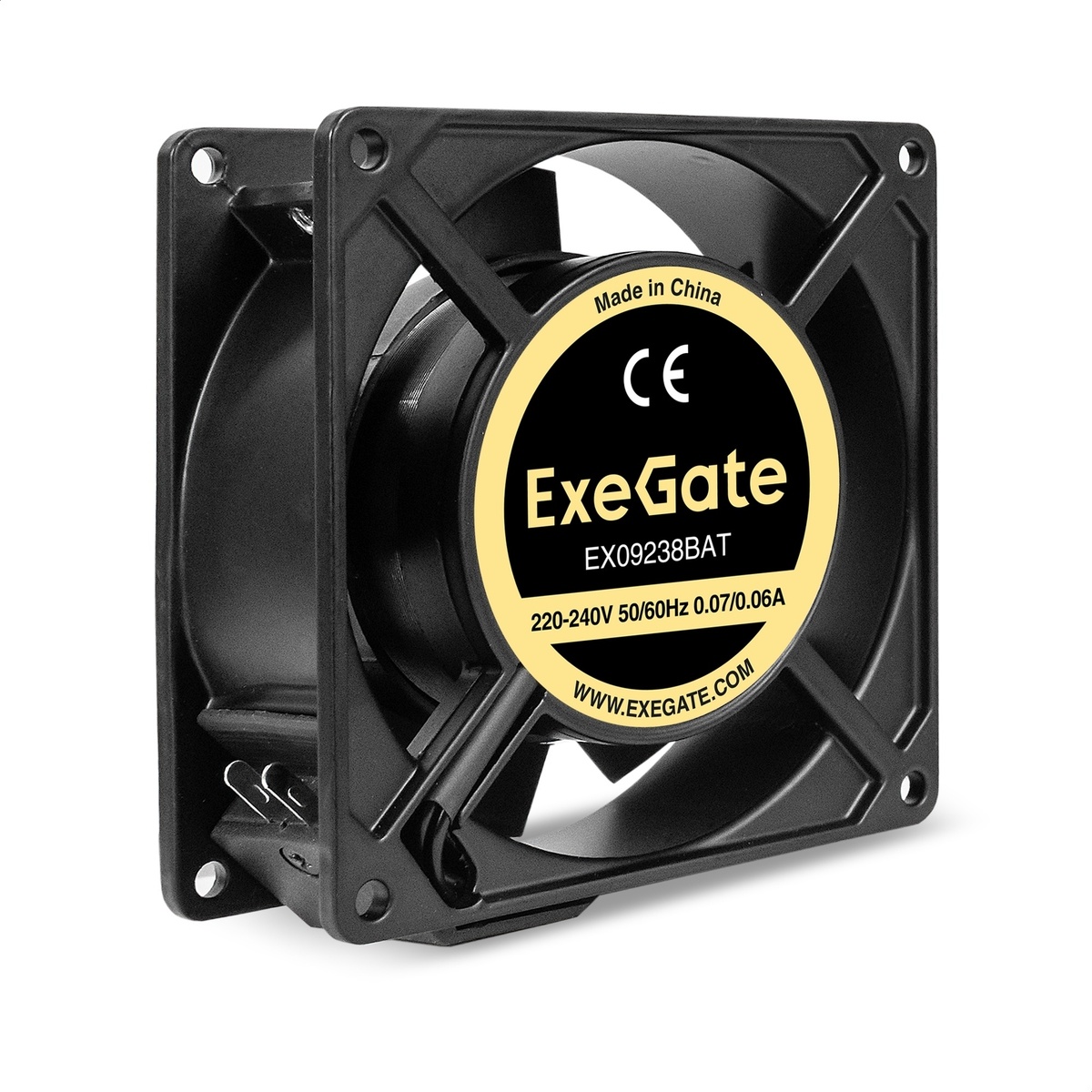 Вентилятор 92x92x38 Exegate 220VAC EX09225BAT, 2800rpm, 40dB(M), 0.07A, DBB, 220V, Al, клеммы