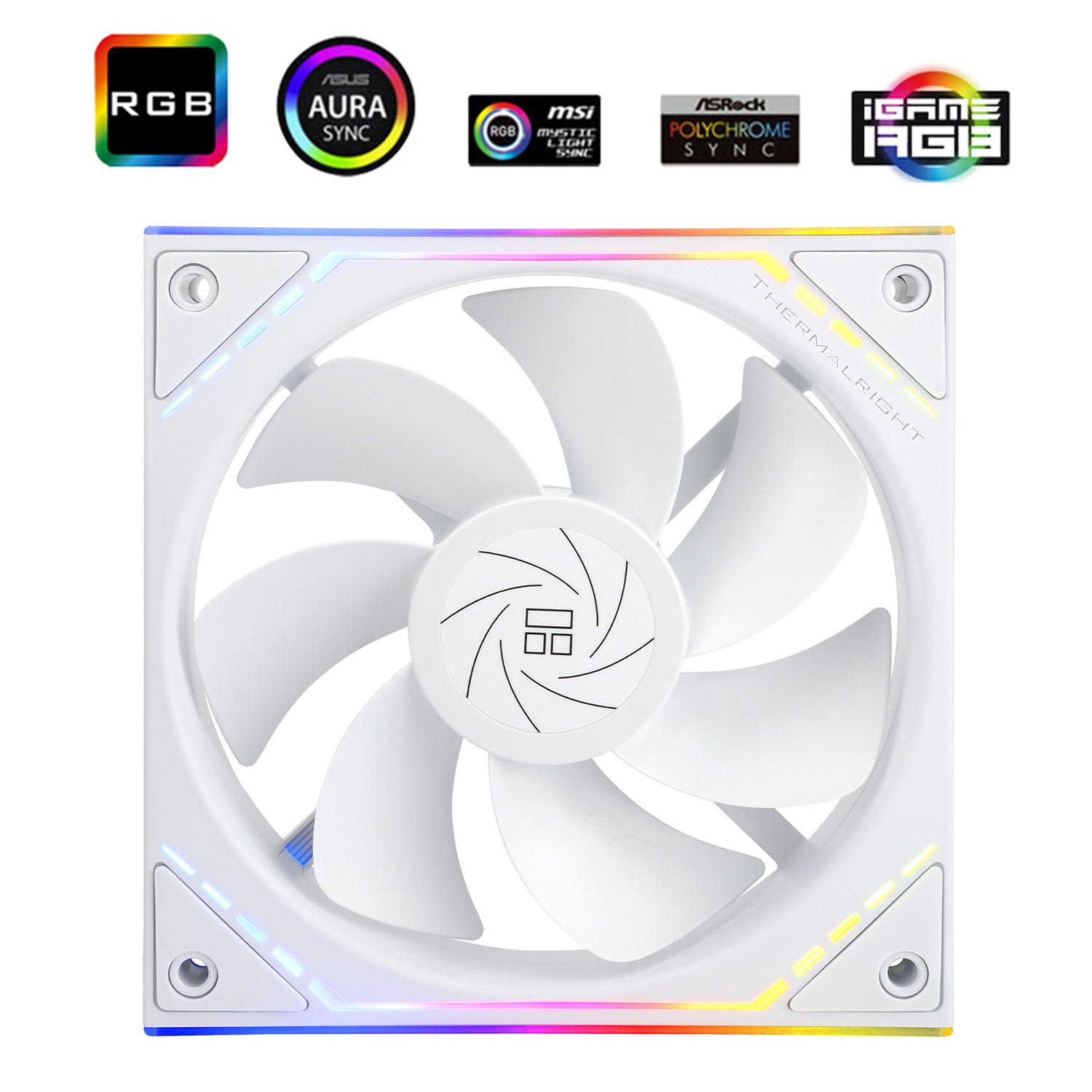 Вентилятор 120x120x25 Thermalright TL-M12RW ARGB Реверсный PWM белый, 1500rpm, 23.2dB(M), 0.15A